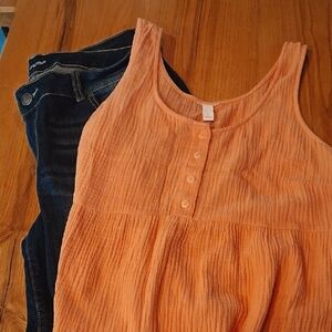 Maurices Indigo Jean Shorts And Orange Top Included